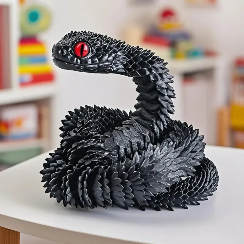 3D Kreativ Gedruckte Spielzeuge Schlangenmodell Sensorisches Spielzeug Desktop-Ornament 3D-Gedruckte Schlangen-Figur Bewegliche Schlangen-Sammlerstücke – Detail 8