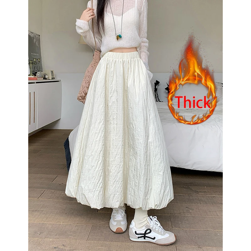 

MEXZT Стеганая юбка-миди Женская мода Уличная одежда Черные юбки-бутоны Зима Harajuku Корейская высокая талия Повседневная линия Faldas Новинка