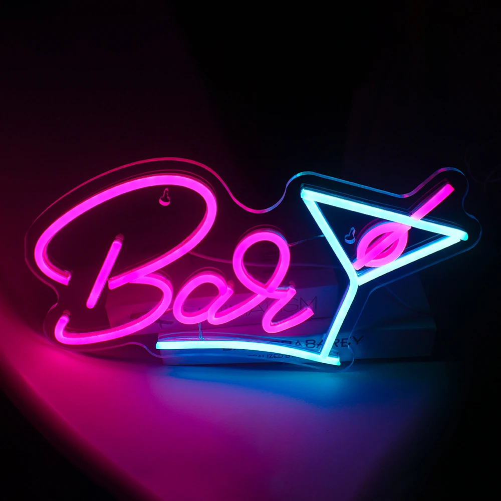 

Bar Wine Glass Neon Signs Creative Led Cocktail Acrylic Wall Lamp For Bar Party Club Business Neon Light Up Sigh Room Decoration