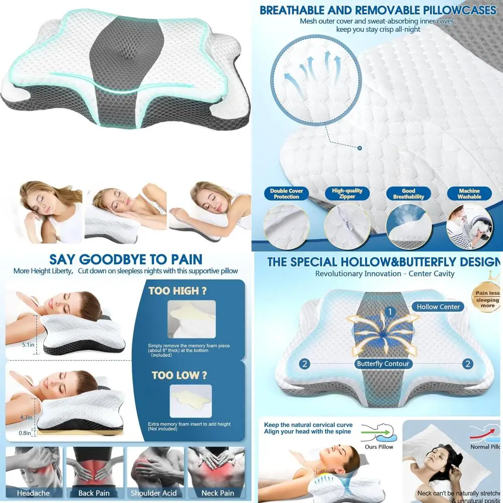 

Эргономичная подушка из пены с эффектом памяти для поддержки шеи и плеч, разработана для сна на боку, на животе и на спине.