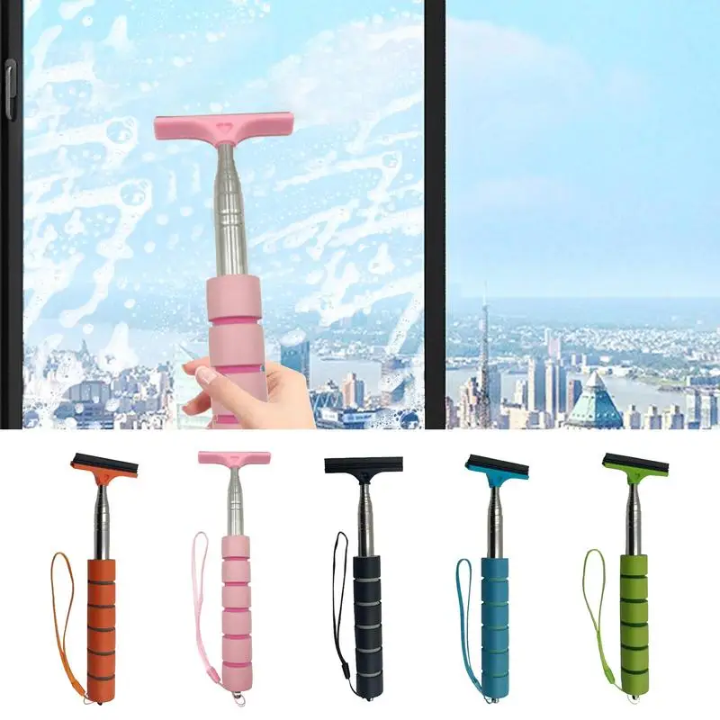 Telescoping Side Mirror Squeegee Side Mirror Squeegee With Telescopic Long Rod Portable Car Cleaning Tool Mirror Glass Mist