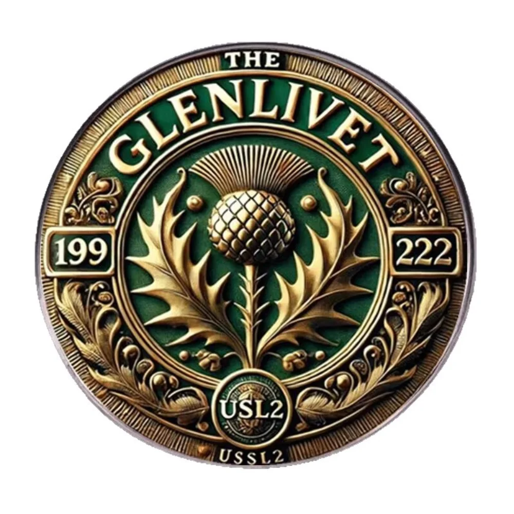 Pin Decorativo de Acero Inoxidable con Diseño de Flor de Cardo Escocesa y Emblema Glenlivet 1922, para Ropa y Mochilas