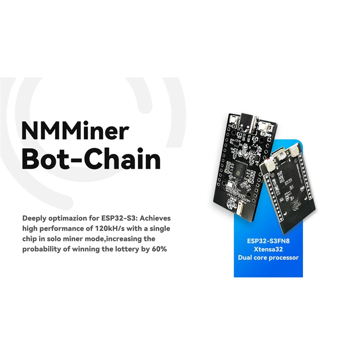 

NM-Bot-Chain NMMiner Lucky BTC Solo Lottery Miner 120KH/S Higher Nerdminer V2 ESP32S3 Chain One By One Low Power 2PcsJAS