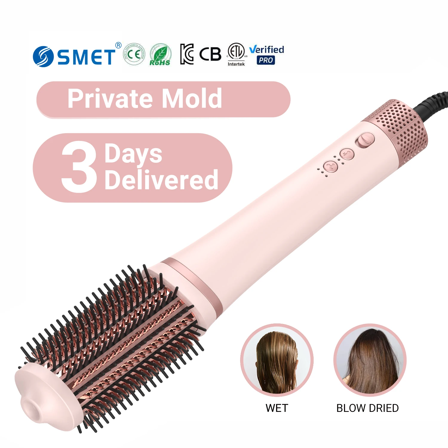 

110000RPM Hair Dryer Brush Fast Drying Styler Volumizing Hot Air Brush Settings for Creating Long Lasting Curls Home Salon