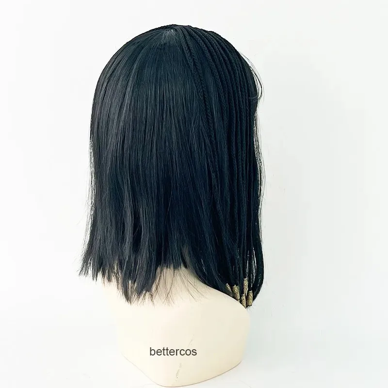 zz04zz12 Kleopatra Egipt Królowa Czarne Włosy Złote Koraliki Dekoracja Taniec Halloween Party Role Play Cosplay Peruki + Czepek pod Perukę