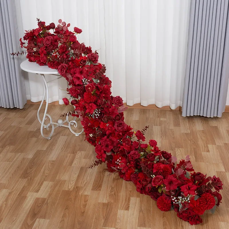 European wedding background wall arch arrangement simulation long flower shopping mall window exhibition hall