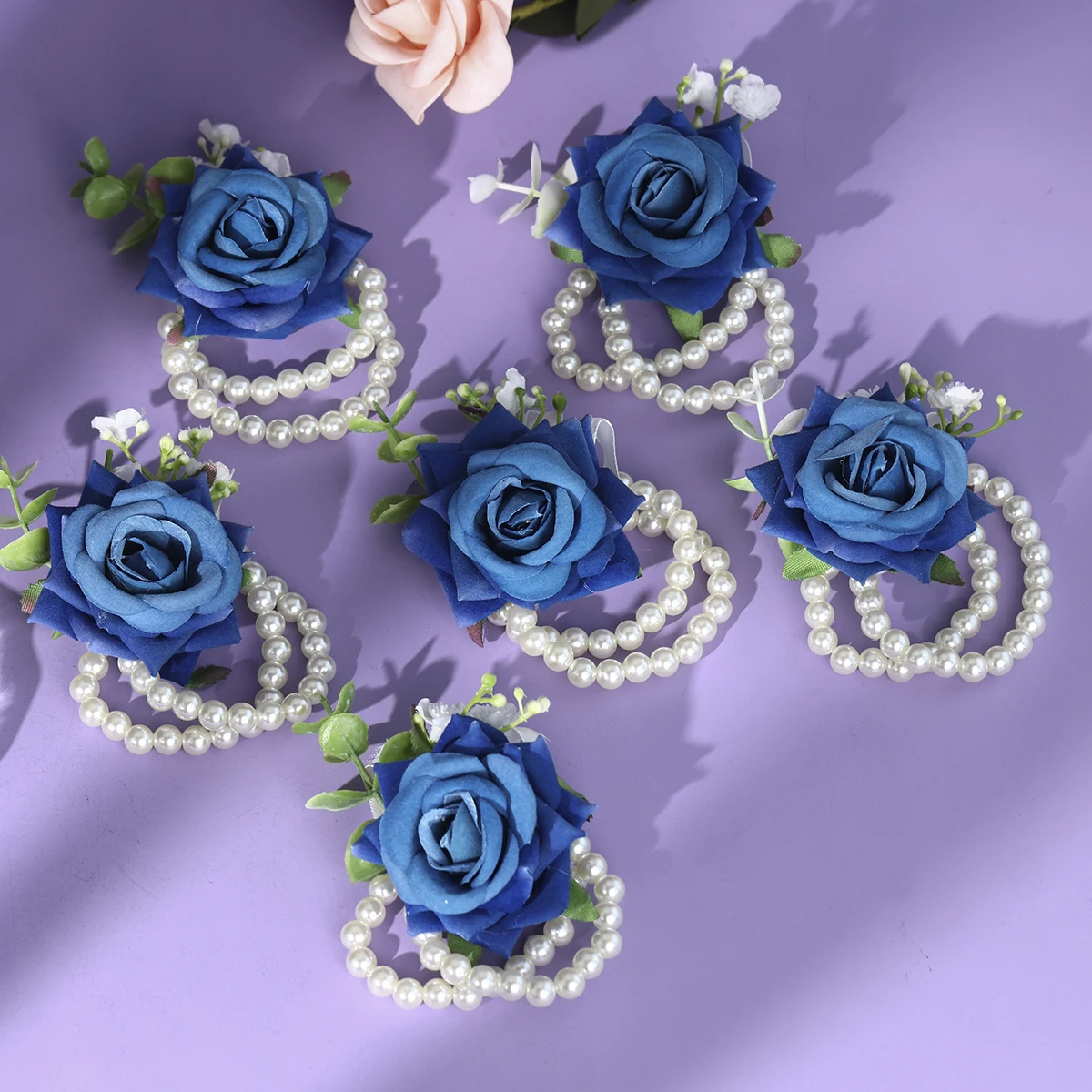 

6PK/Set Elegant and versatile Pearl Flower Bracelet Wedding Accessory Simulation Wrist Flower Sisters Group Dress Accessories