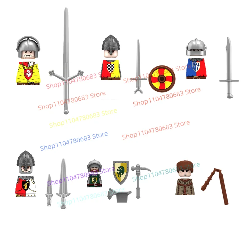 

Строительный блок MOC, военный пехотный рыцарь, мини-фигурка, сборная модель, дисплей, аниме, мультяшные аксессуары, игрушка в подарок, коллекционная