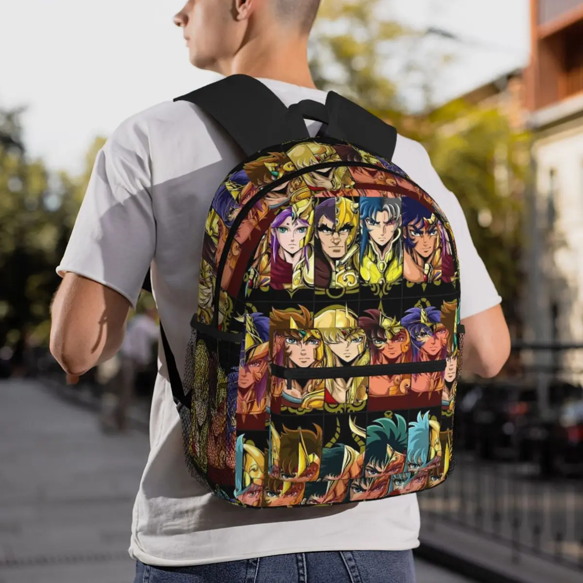 Gold Saints Knights Of The Zodiac Backpack Daypack Large Capacity Boys Girls BookBag School Bag Shoulder Bags for Men Women