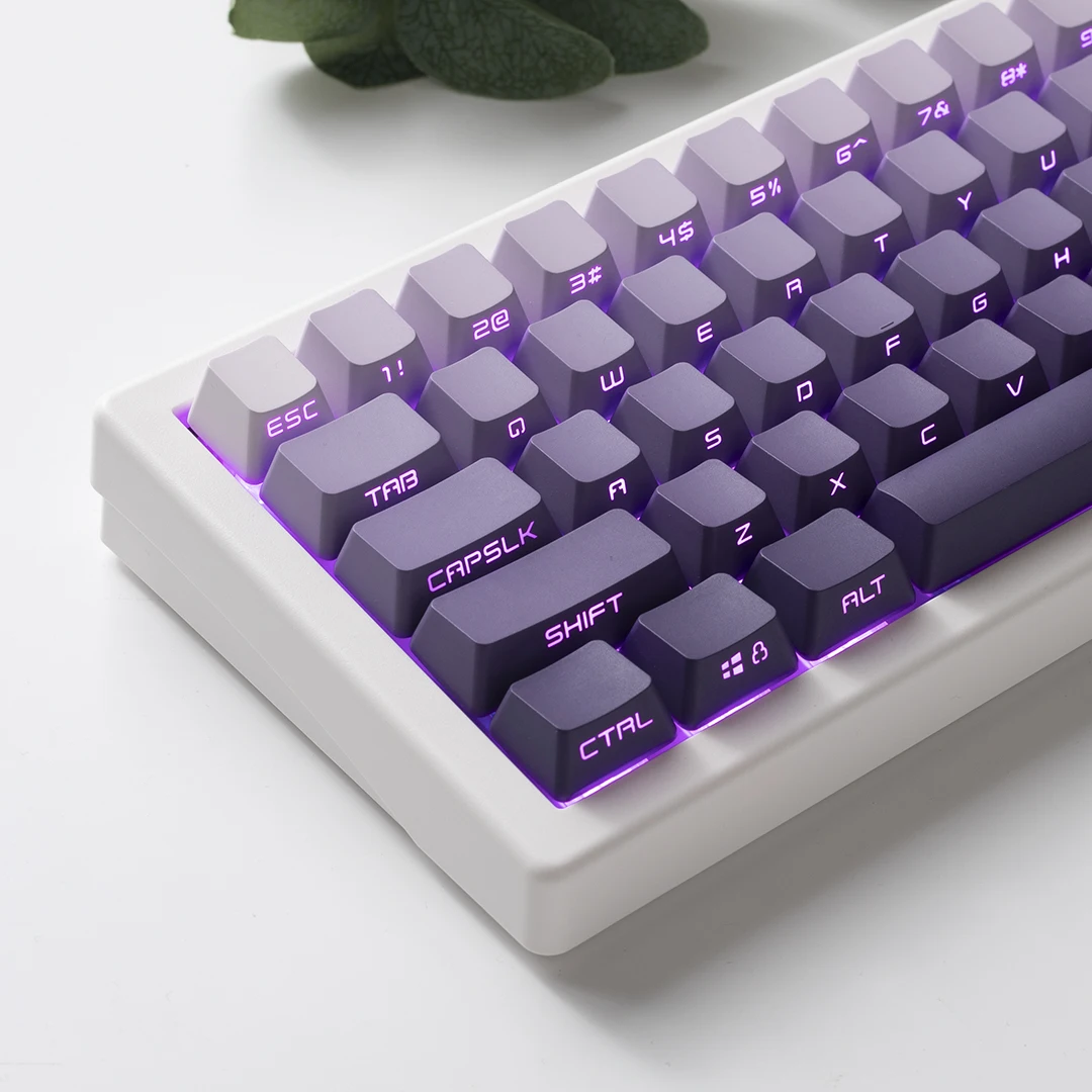 Imagem -06 - Lilac Pbt Keycaps Fonte Transmite Luz Oem Perfil Branco e Roxo Gradiente Cor Keycap Conjuntos