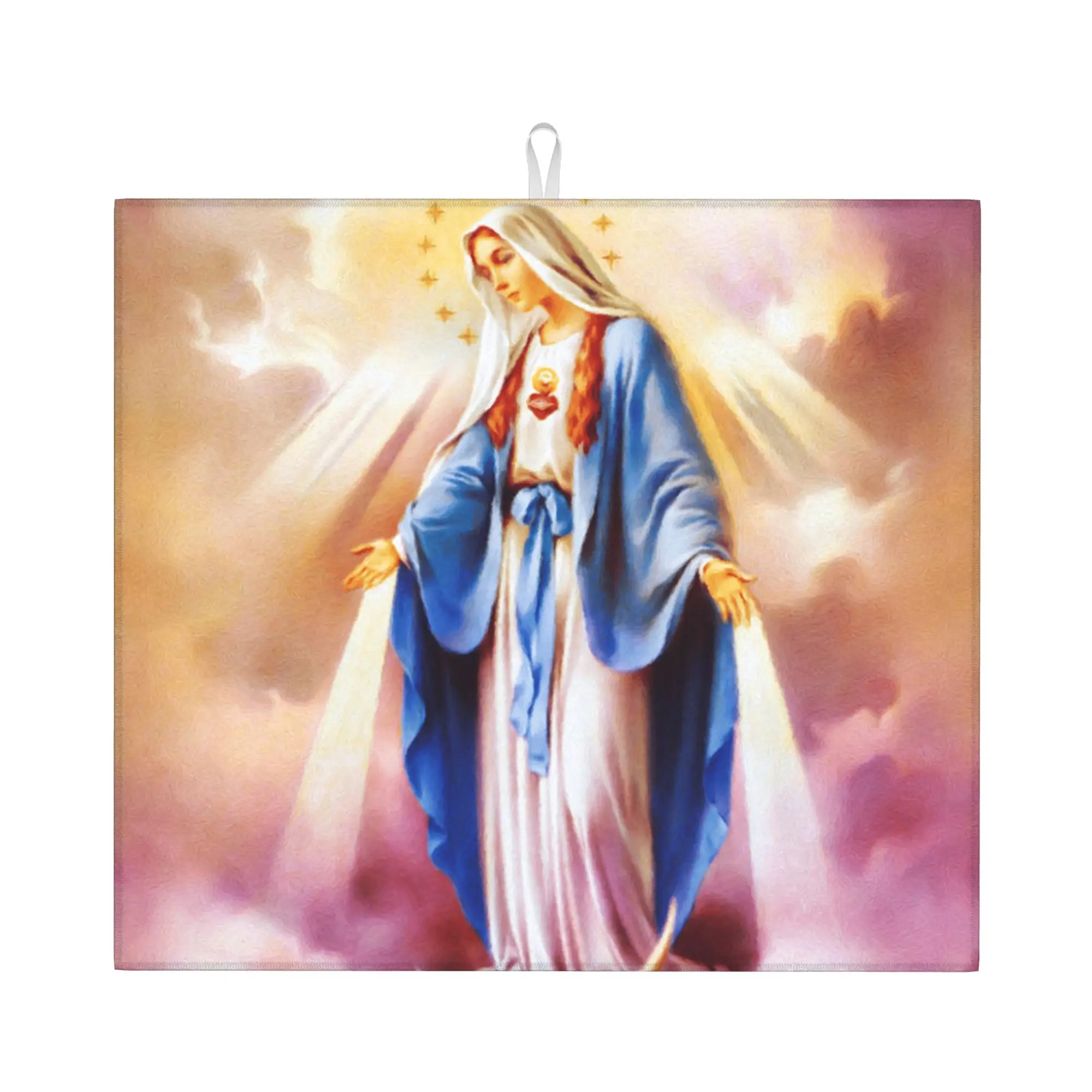 Catholic Virgin Mary Drying Mat For Kitchen Waterproof Non‑Slip Oil Proof Our Lady of Guadalupe Countertop Protector Mat