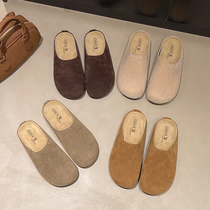 شباشب باوتو النسائية 35-41 جديدة مسطحة مستديرة الرأس سميكة القاع عدم الانزلاق لينة أسفل الصنادل المريحة متجمد أحذية ركاب واحدة #3