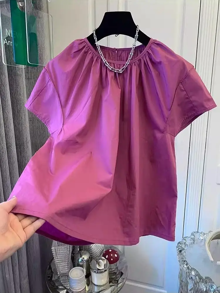 

Cotton Bubble Sve Pullover ort Sve irt Women's Doll Design Summer Faionable Casual Korean Sle Loose Fit irt