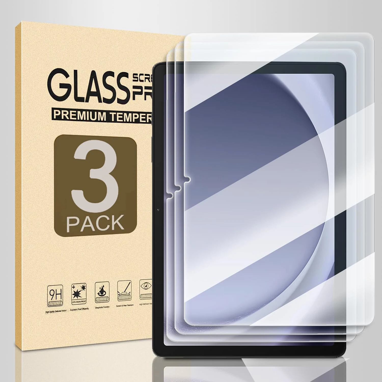 3 sztuki szkła hartowanego do tabletu Samsung Galaxy Tab A9 Plus A8 A7 Lite X210 Folia S5e S6 S7 S8 S9 FE Plus 12.4