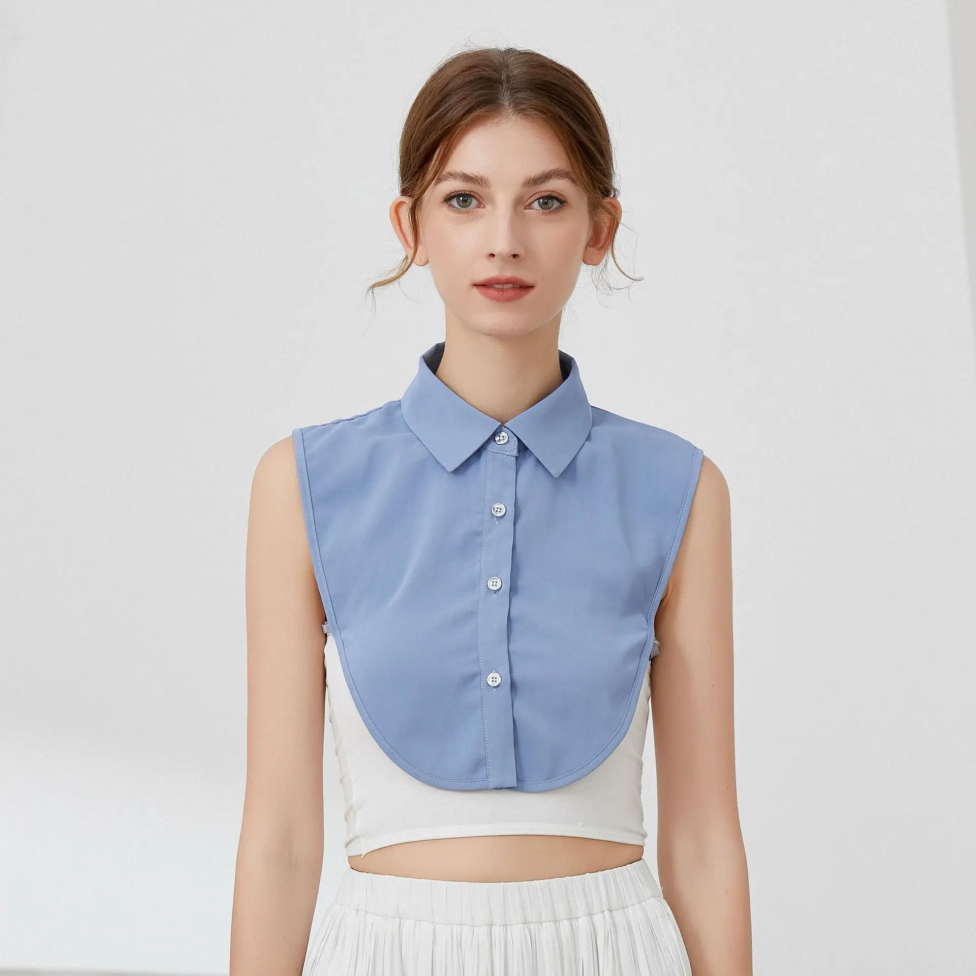 Women's Faux Ruffled Shirt Collar Autumn Winter Pointed Square Professional Sweater Accessory