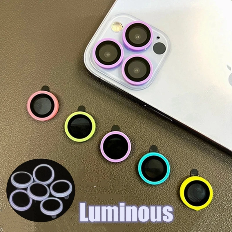 Ceramic Luminous Camera Protector for iPhone 14 plus 13 12 mini 11 14 16 15 pro max Lens Screen Protector Glass Night Glowing