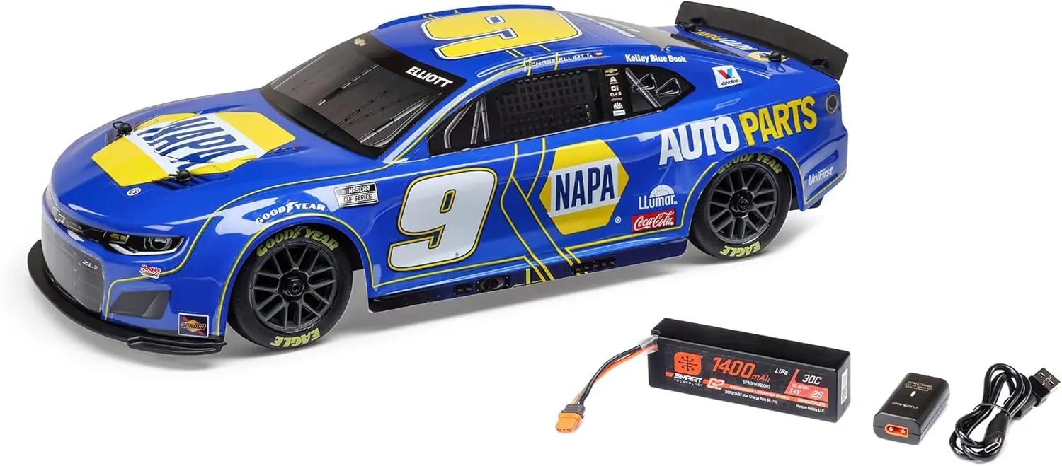 1/12 NASCAR RC Race Car Chase Elliott No. 9 2025 NAPA Chevrolet ZL1 2S AWD Brushed On-Road Battery & Charger Included Blue LOS11