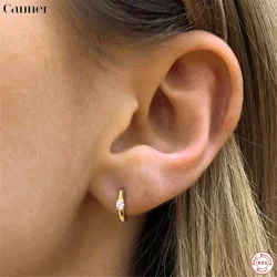 Simple Luxury Circle Zircon Earring 925 Sterling Silver Crystal CZ Hoop Earrings for Women Gold Silver Fashion Jewelry Wholesale