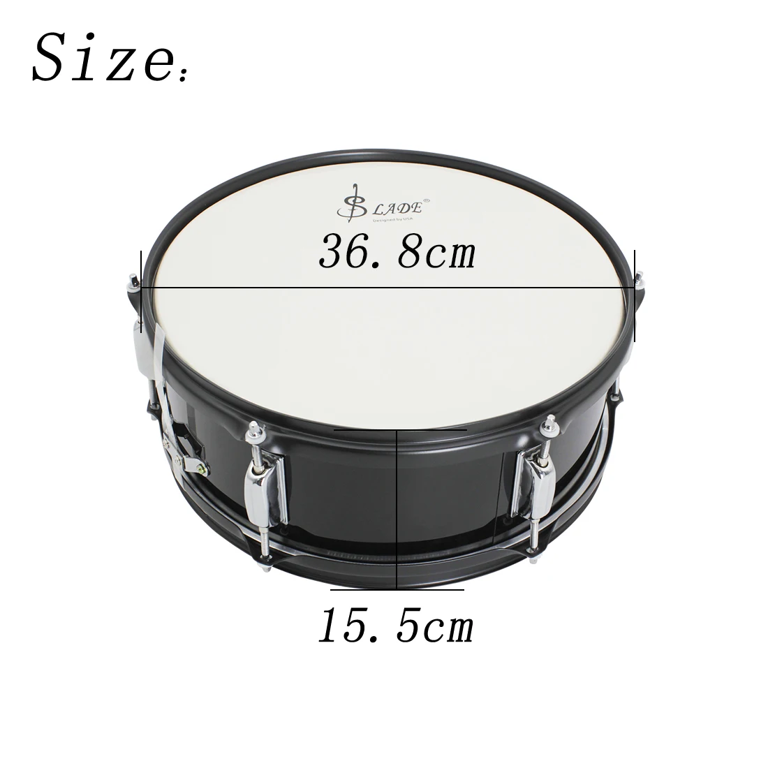 SLADE 14 Inch Black Snare Drum Set With Bag Professional Copper Snare Drum For Beginners Practice Metal Percussion Instrument