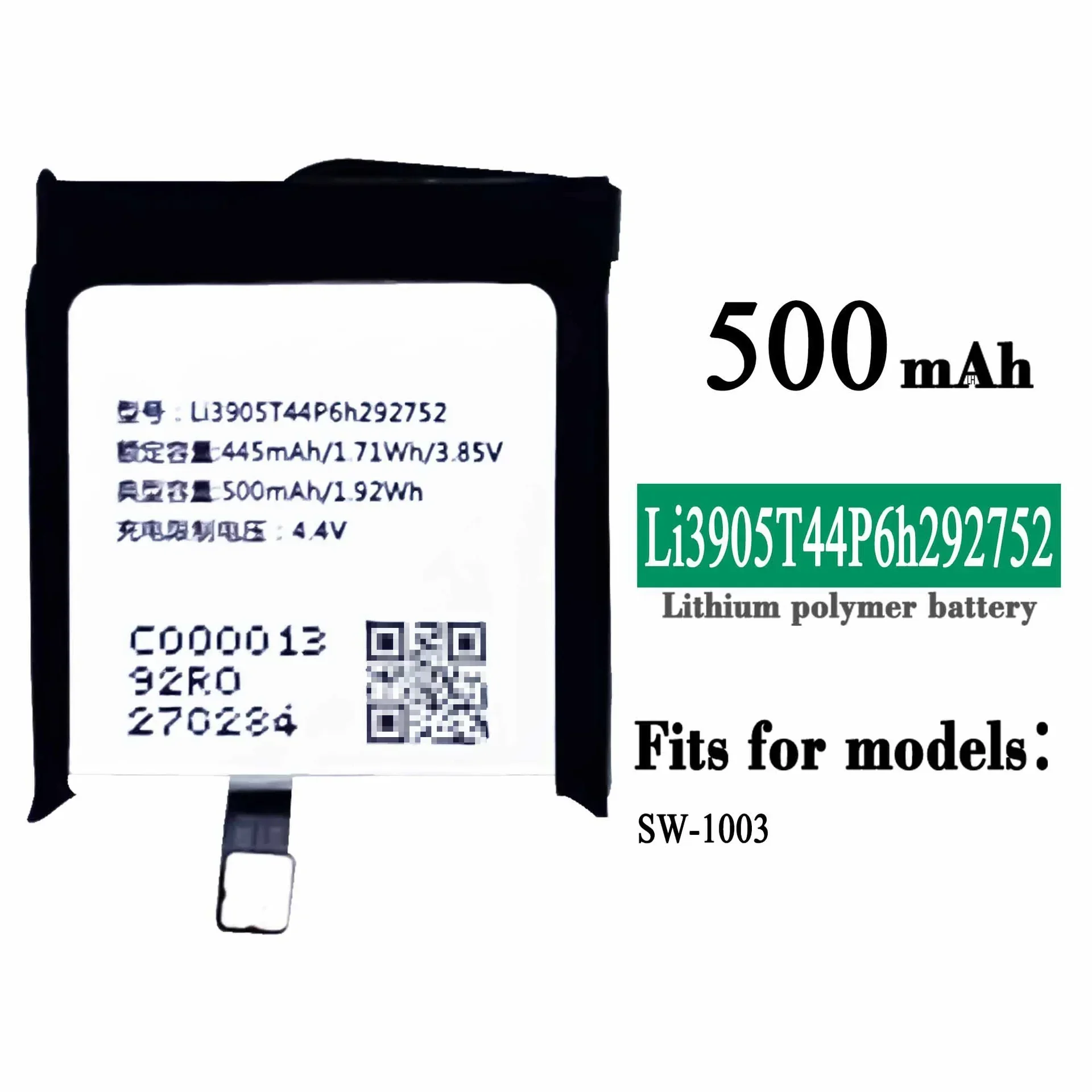 

High Quality Watch Battery For Nubia Watch SW-1003 Li3905T44P6h292752 500mAh Replacement Built-in Watch Battery