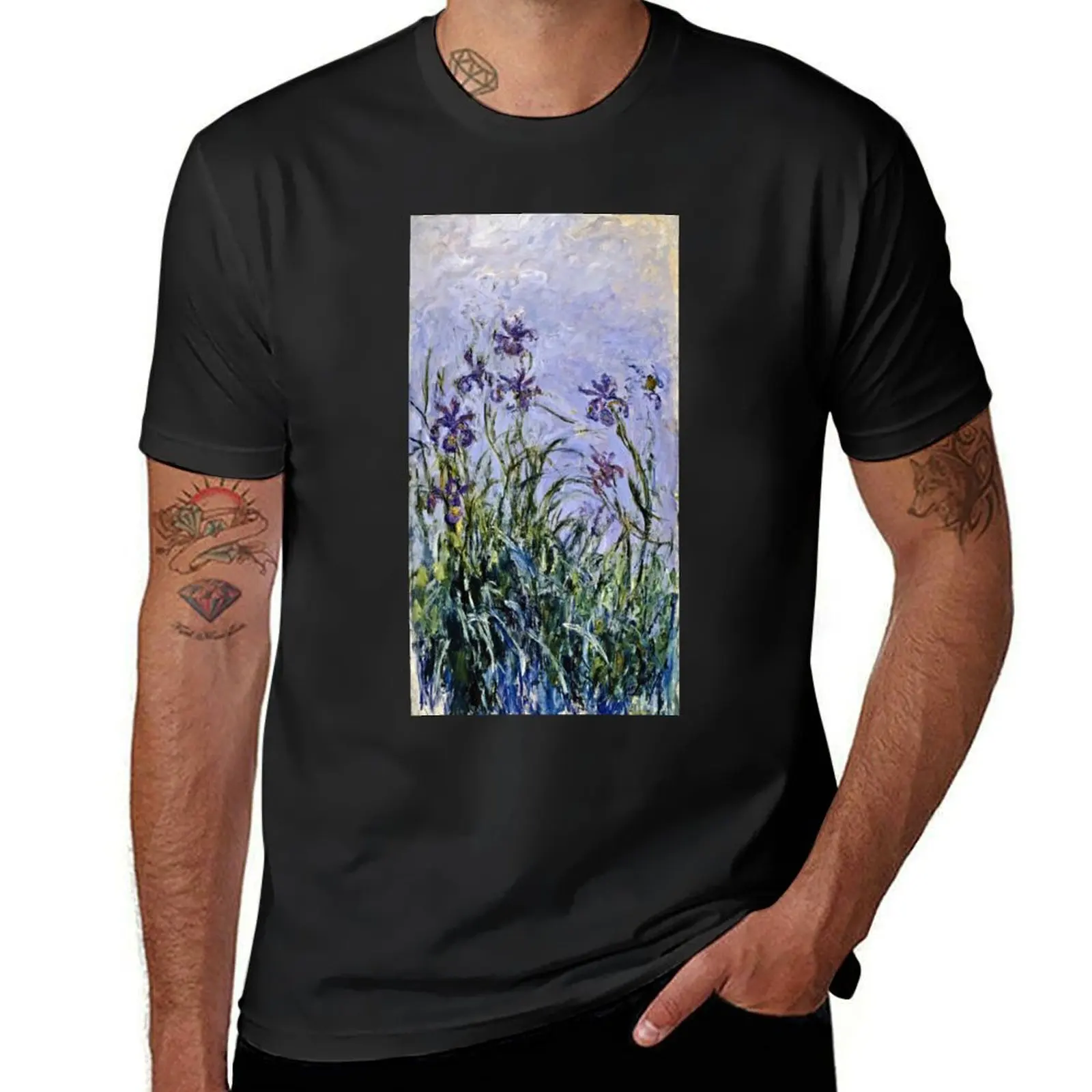 Claude Monet - Iris Mauves T-Shirt cute tops anime new edition aesthetic clothes Short sleeve tee men