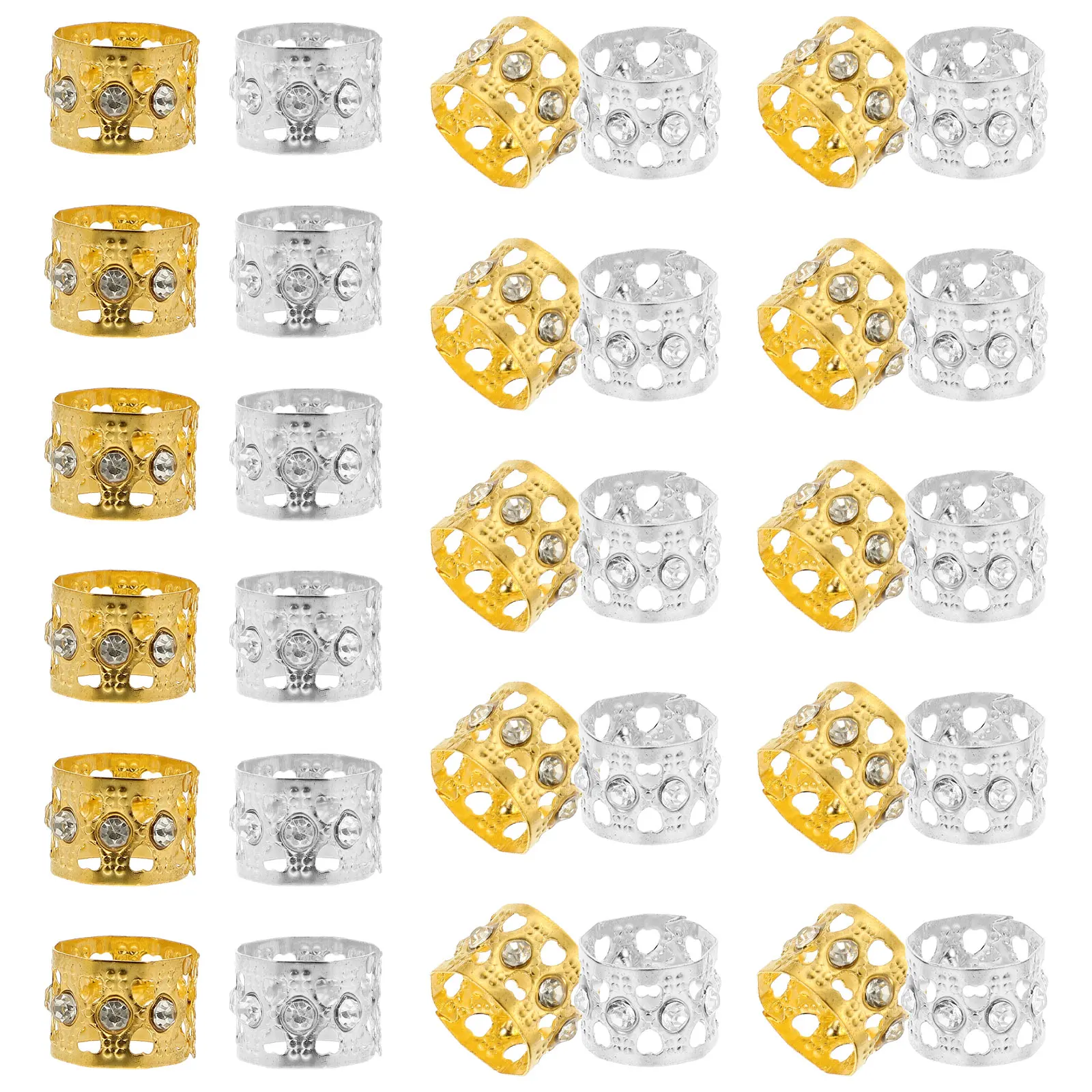 

50pcs Hair Ring Buckle Dreads Accessories Braid Braiding Jewelry Dreadlocks Cuff Golden Silver 25 Each Hair Jewelry Braids