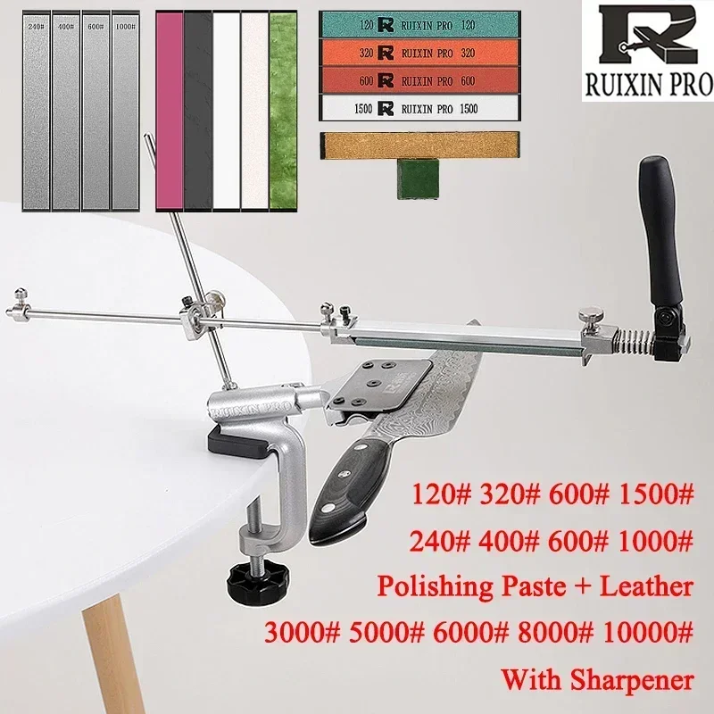 Ruixin Multifunctional Household Fixed Angle Sharpener Kitchen Knife Sharpening System Sharpen Tool 360ยฐ Rotary Knife Whetstone