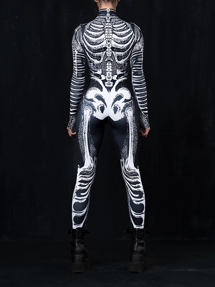 Couples Gray Imitation Skeleton Skull Morphsuit Halloween Role Play Jumpsuit Unisex For Carnival Party Festival Unique Costume