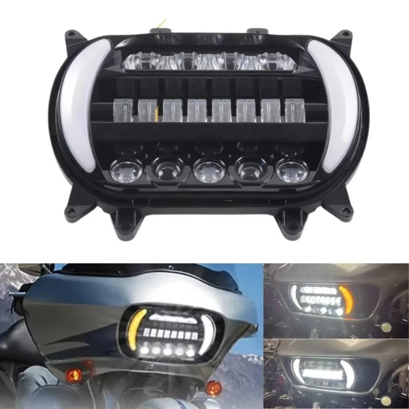 TIYPEOR LED Motorcycle Projection Headlight DRL Turn Signal Lights for Road Glide 2015-2020 Lighting System Headlamp