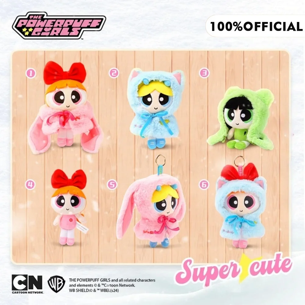 

15CM Genuine The Powerpuff Girls Dolls Toys Cape Series Cartoon Plush Bag Ornaments Anime Plush Keychain Birthday Girls Gifts