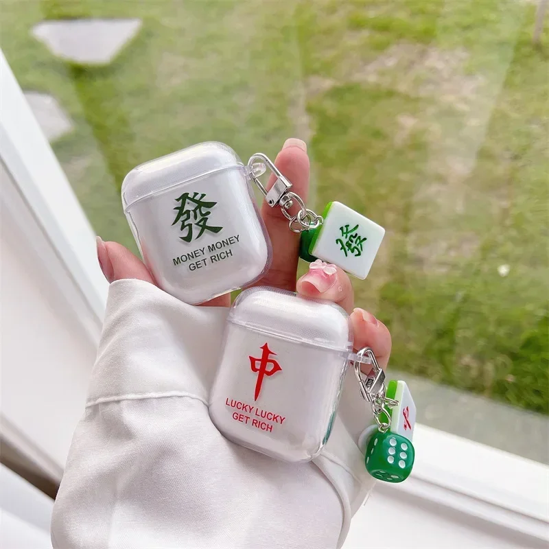 

Chinese Style Mahjong Case for AirPods 4 Airpod 1 2 3 Pro Pro2 Bluetooth Earbuds Charging Box Protective Earphone Case Cover