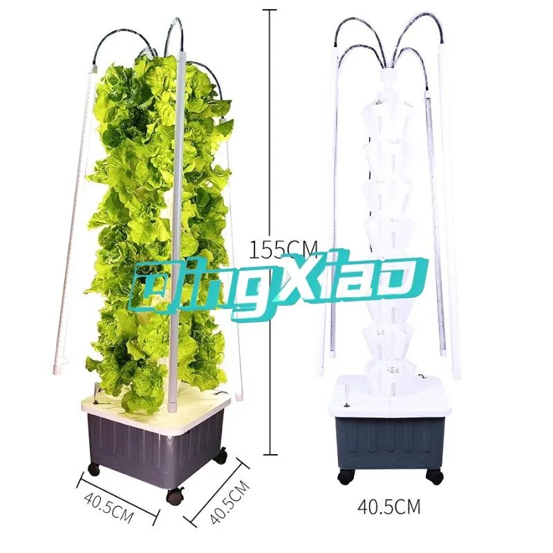 Vertical Multi-layer Hydroponic Growing Tower With Led Grow Light Water Pump For Indoor Balcony Vegetable Flower Planting