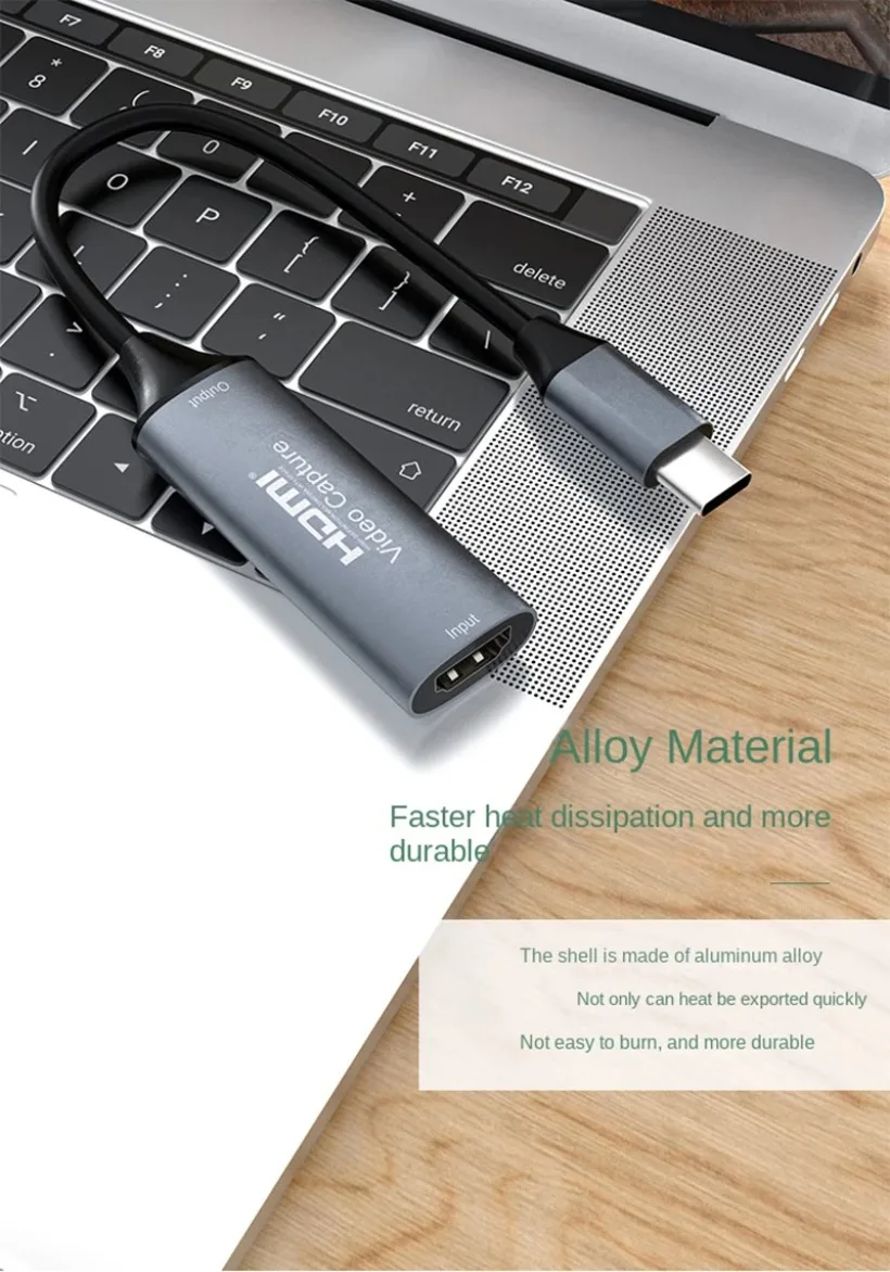 MnnWuu-tarjeta de captura de vídeo tipo C 2,0, compatible con HDMI, 4K, 30Hz, Grabber de juego para Switch, Xbox, PS4/5, juego de transmisión en vivo