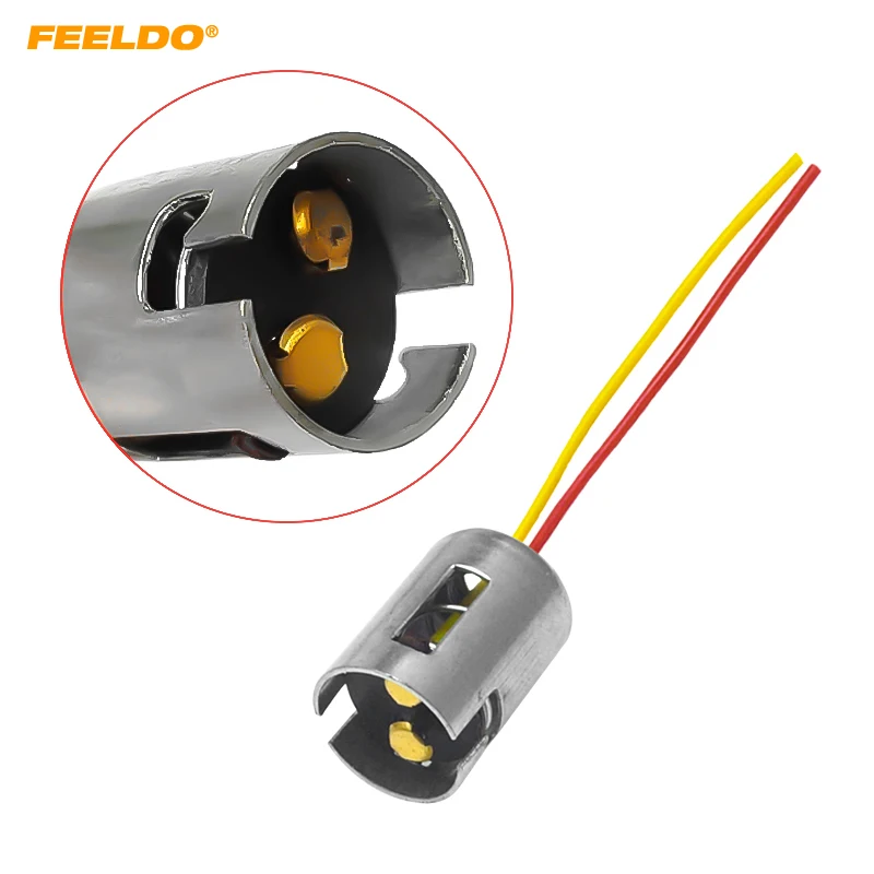 FEELDO 30pcs Car BA15D Connector LED Bulb Replacement Socket BA15D Bulb Holder Adapter With Extension Wire Harness #CA6206