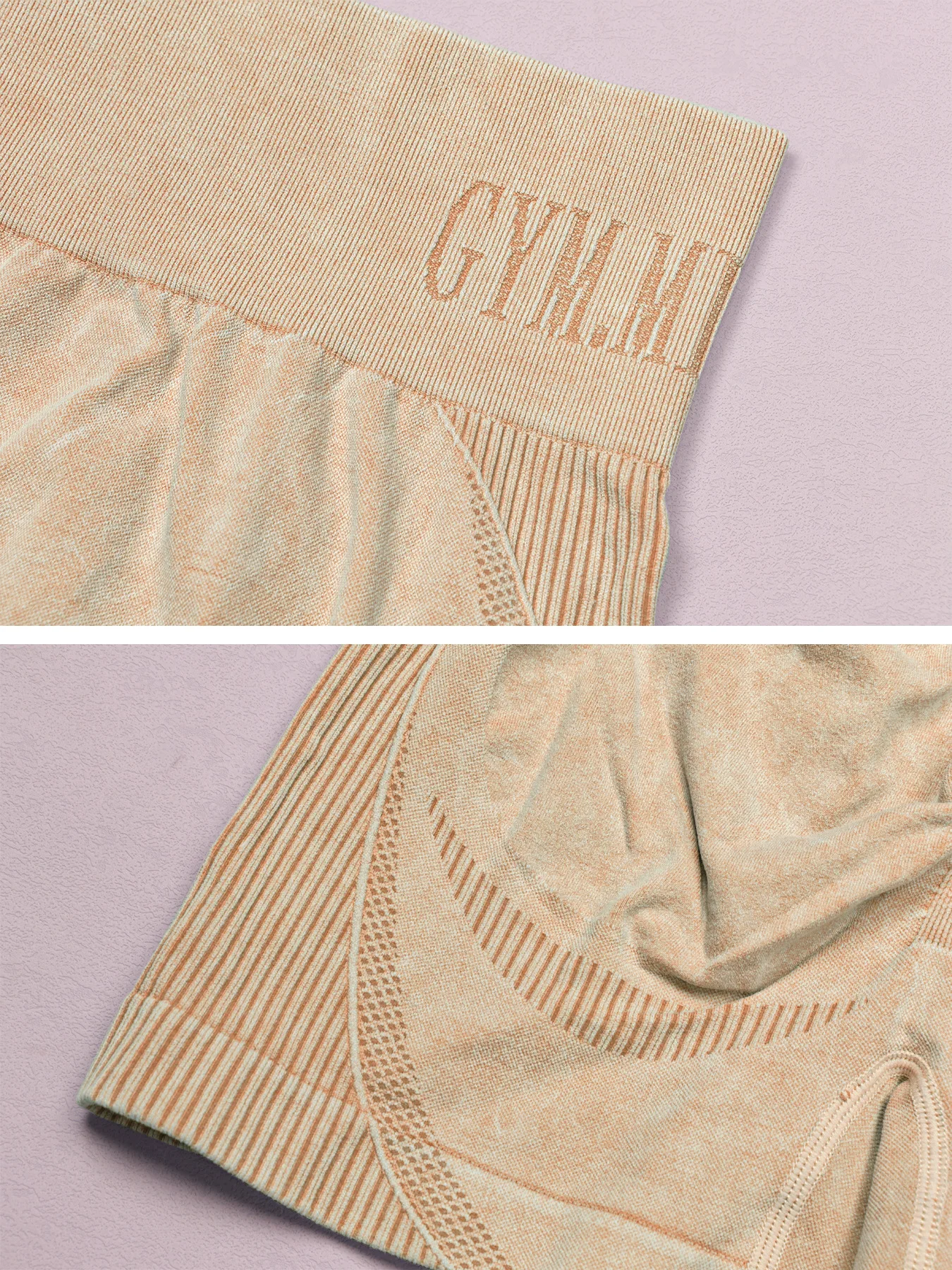 Damen Sand-Wash High-Waist Yoga-Shorts mit Bauchkontrolle und Po-Lifting-Effekt, Hochelastische Slim-Fit Sporthose für Laufen, Fitness und Workout – Detail 4