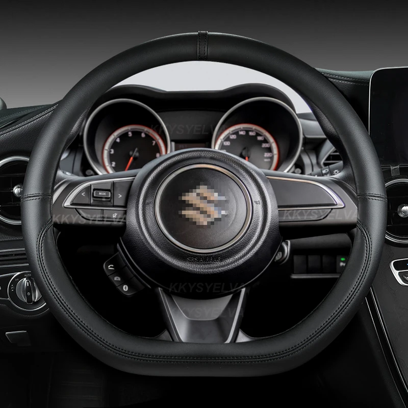 Кожаный чехол на руль D-образной формы для Suzuki Swift 2017-2022 — фото товара