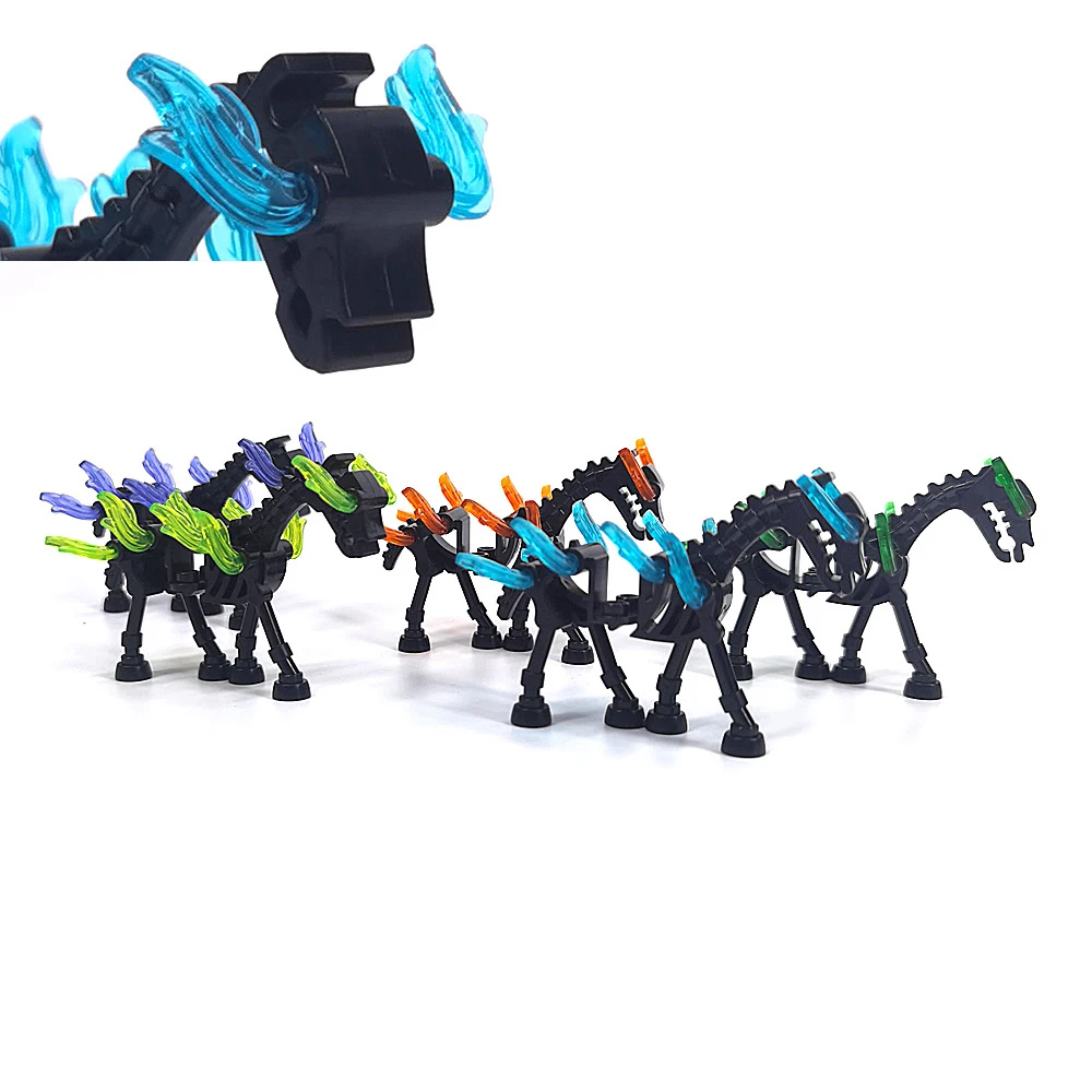 Bloques de construcción de animales MOC para Halloween, esqueleto de montaje Medieval, caballo de llama, 59228, ladrillos creativos, juguetes compatibles con LEGO