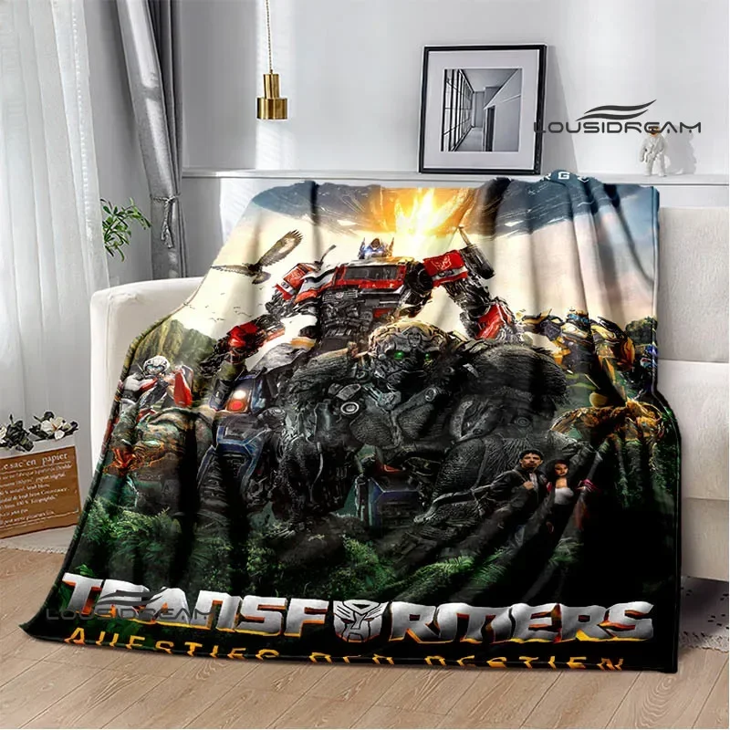 بطانيات مطبوعة على شكل حرف T-Transformers كرتونية ، فلانيل دافئ ، ناعم ، مريح ، منزلي ، سفر ، هدية عيد ميلاد ، تنزة