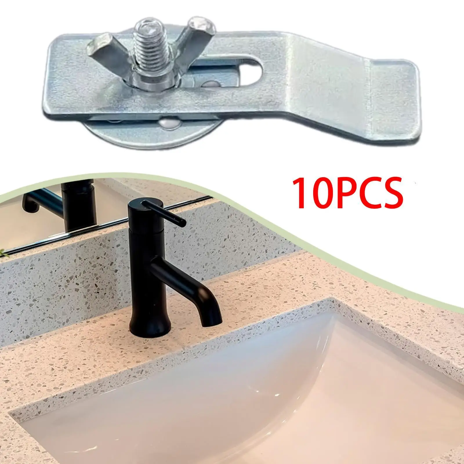10 Pieces Undermount Sink Clips Parts Ceramic Washbasin Clips for Countertop
