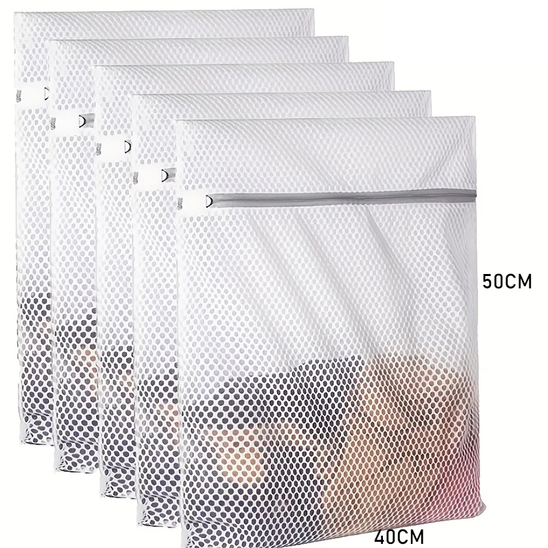 1/2PCSDurable Honeycomb Mesh Laundry Bag Reusable Anti Tangle Zipper For Underwear Clothes Jeans Towels Socks Polyester Washable