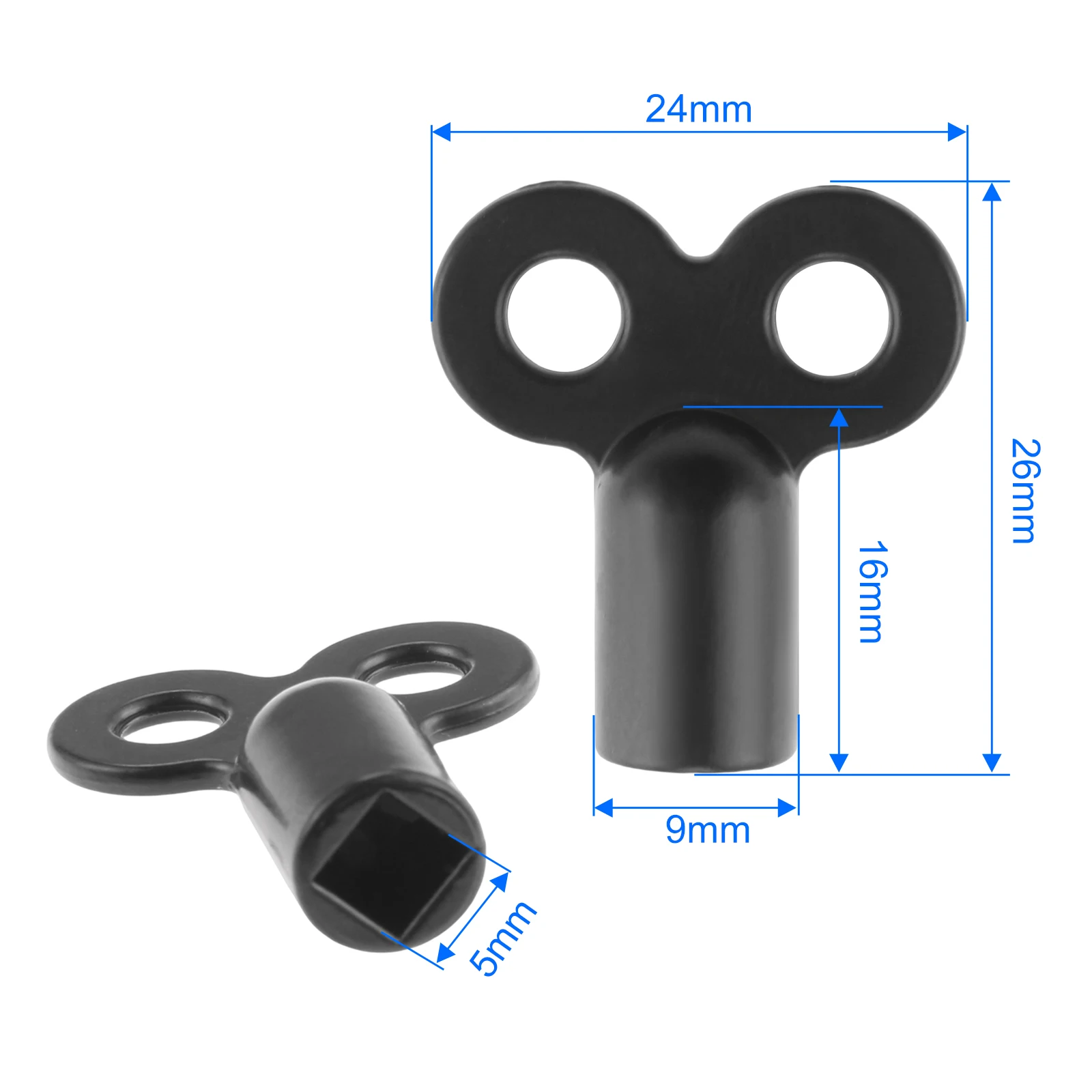 

2Pcs Zinc Alloy Exhaust Valve Key Faucet Key Radiator Water Tap Plumbing Bleeder Key Air Vent Central Heating Tool Black Wrench