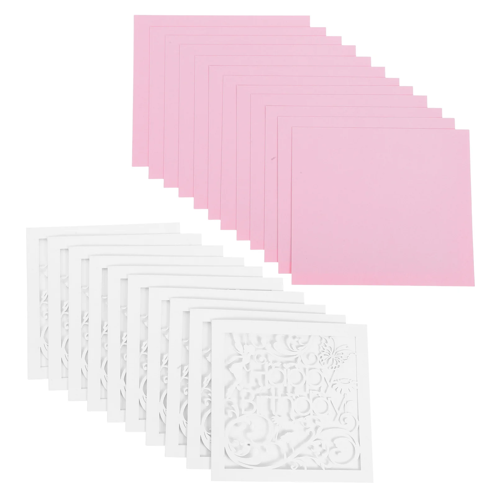 

10pcs Birthday Die Cut Card Butterfly Fairy Pattern Writable Greeting Cards For Women Party Celebration Pink Printed