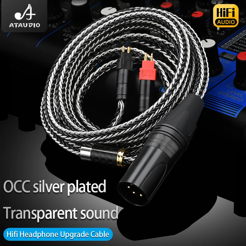 

ATAUDIO Hifi Headphone Cable 7N OCC Core 2.5mm 3.5mm 4.4mm 4pin XLR Balanced 16 Strands Silver-plated Earphone Cable for HD650