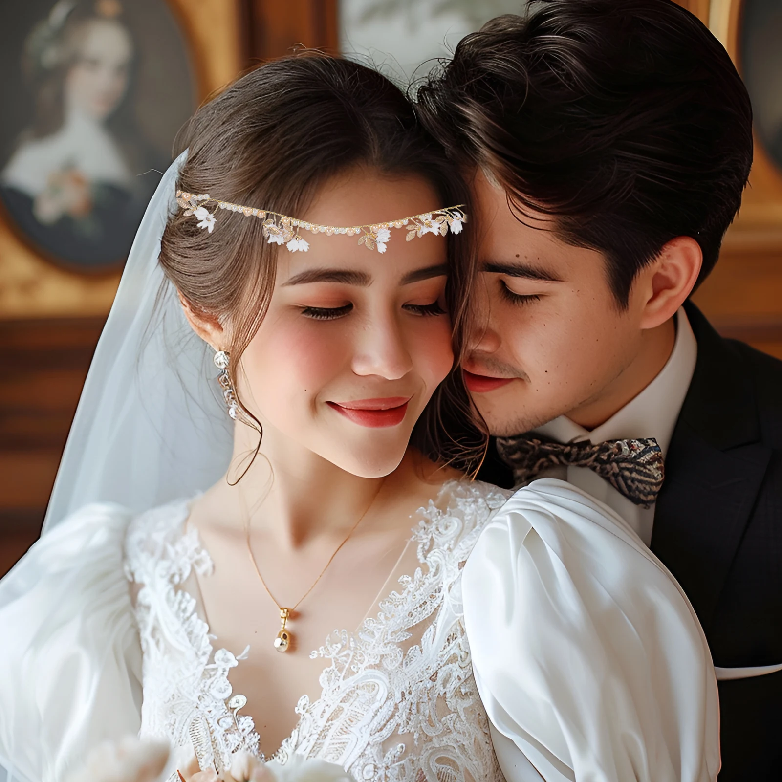 

Women Wedding Vine Bridal Rhinestone Fake Pearl Headband Accessories For Bride Festival Cosplay Elegant Sparkling Comfortable