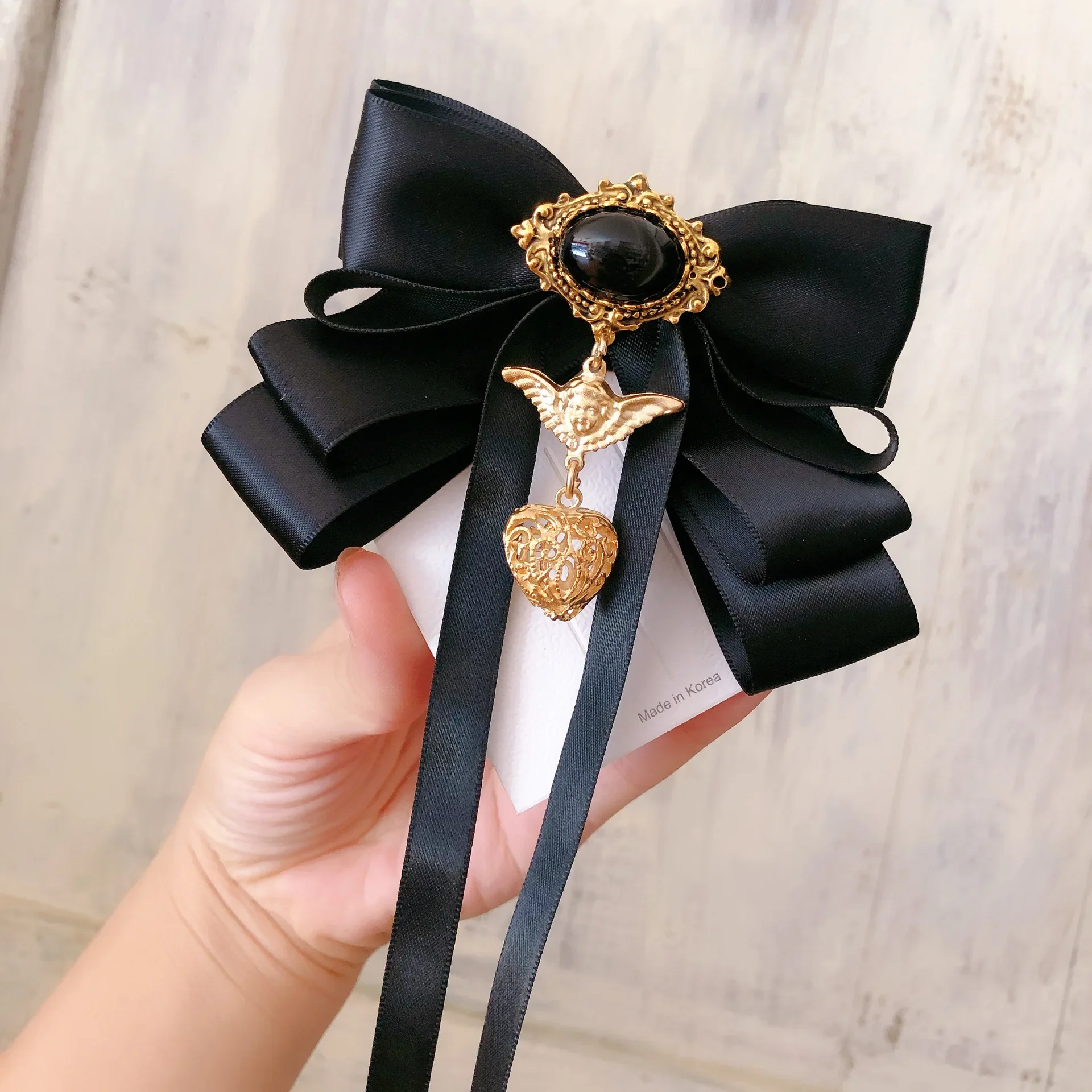 Retro Halloween Bow Tie Brooch Badge Fashion Women's Shirt Dress Jewelry Accessories Baroque Bowknot Bowtie Hairpin Earrings