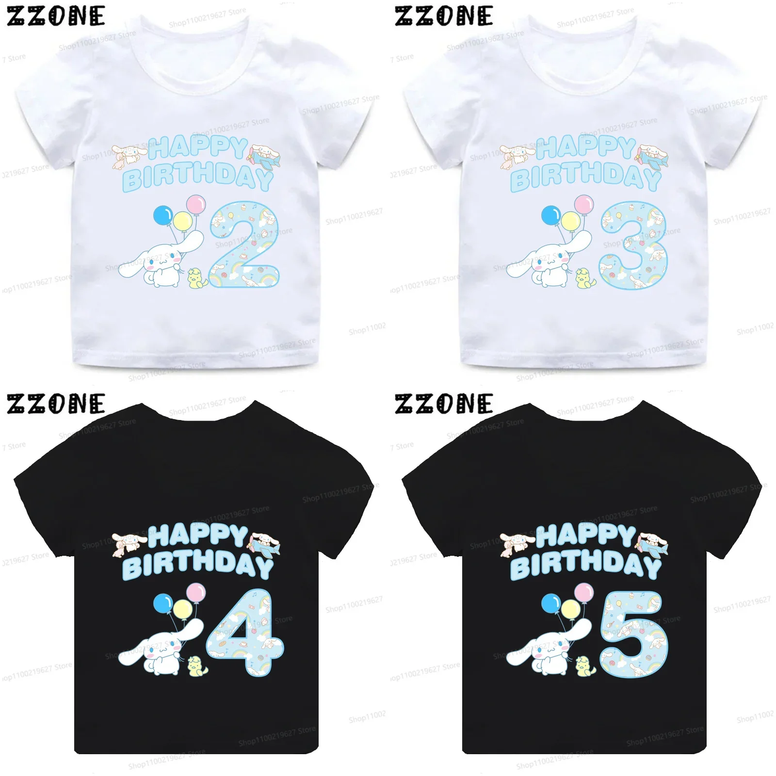 

Sanrio Cinnamoroll Number Print Kawaii Girls Clothes 1 2 3 4 5 6 7 8 9 Years Birthday Kids T shirt Baby Boys Children T-Shirt