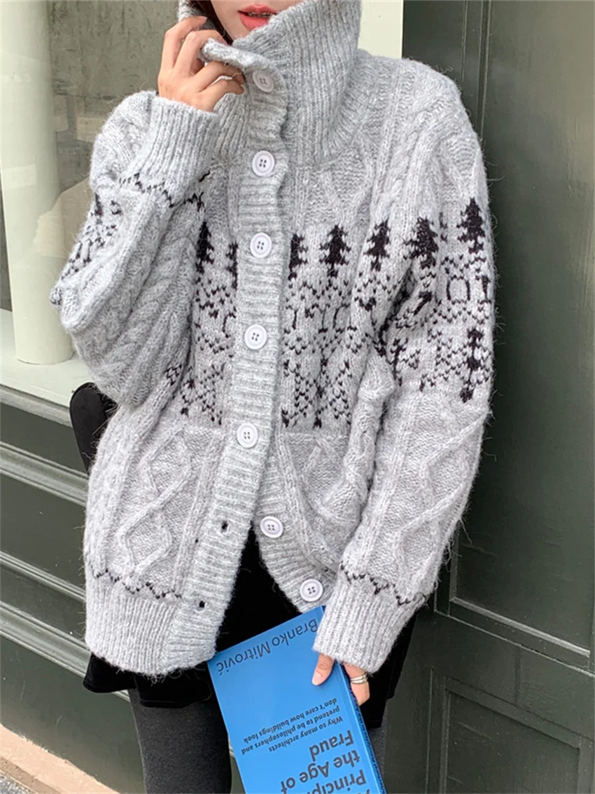 Alien Kitty Women Winter Coats Knitwear Chic Loose Vintage Soft 2025 Christmas Style Casual Gentle Daily Cardigans Sweaters