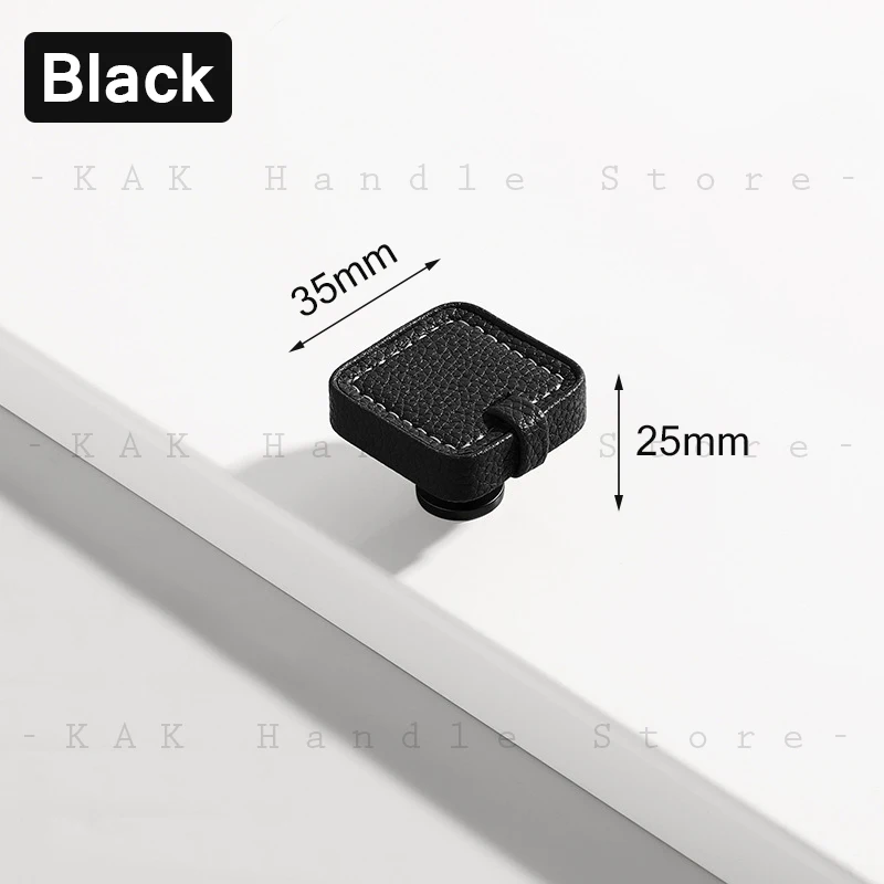KAK Schuhschrank-Knöpfe und Griffe aus Rindsleder, schwarz, für Küchenschrank, Türgriffe, Schubladenknöpfe, Möbelgriff-Hardware