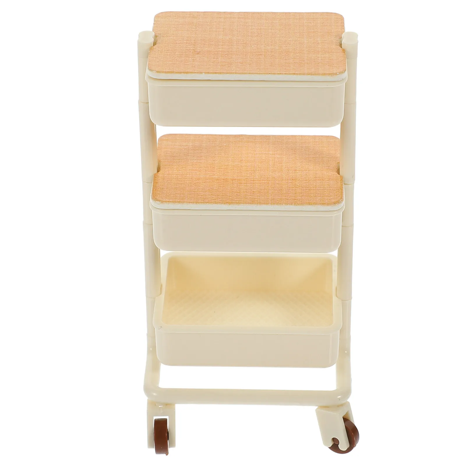 

Mini 3-Layer Storage Cart Trolley Furniture Lifelike Miniature House Decoration Decorative Prop Small Size Simulated Trolley