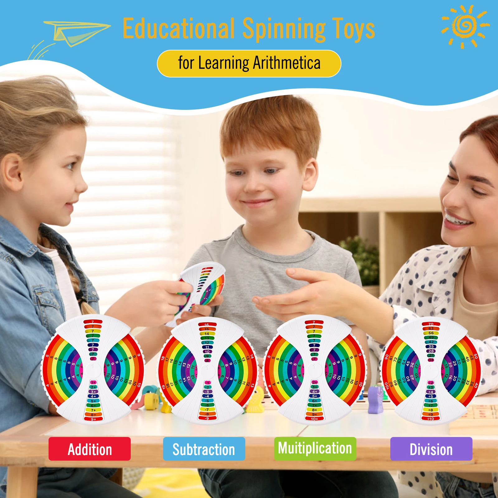 New Math Fidget Spinners Montessori Educational Toys Arithmetic Tools Addition Subtraction Multiplication Division for Kids